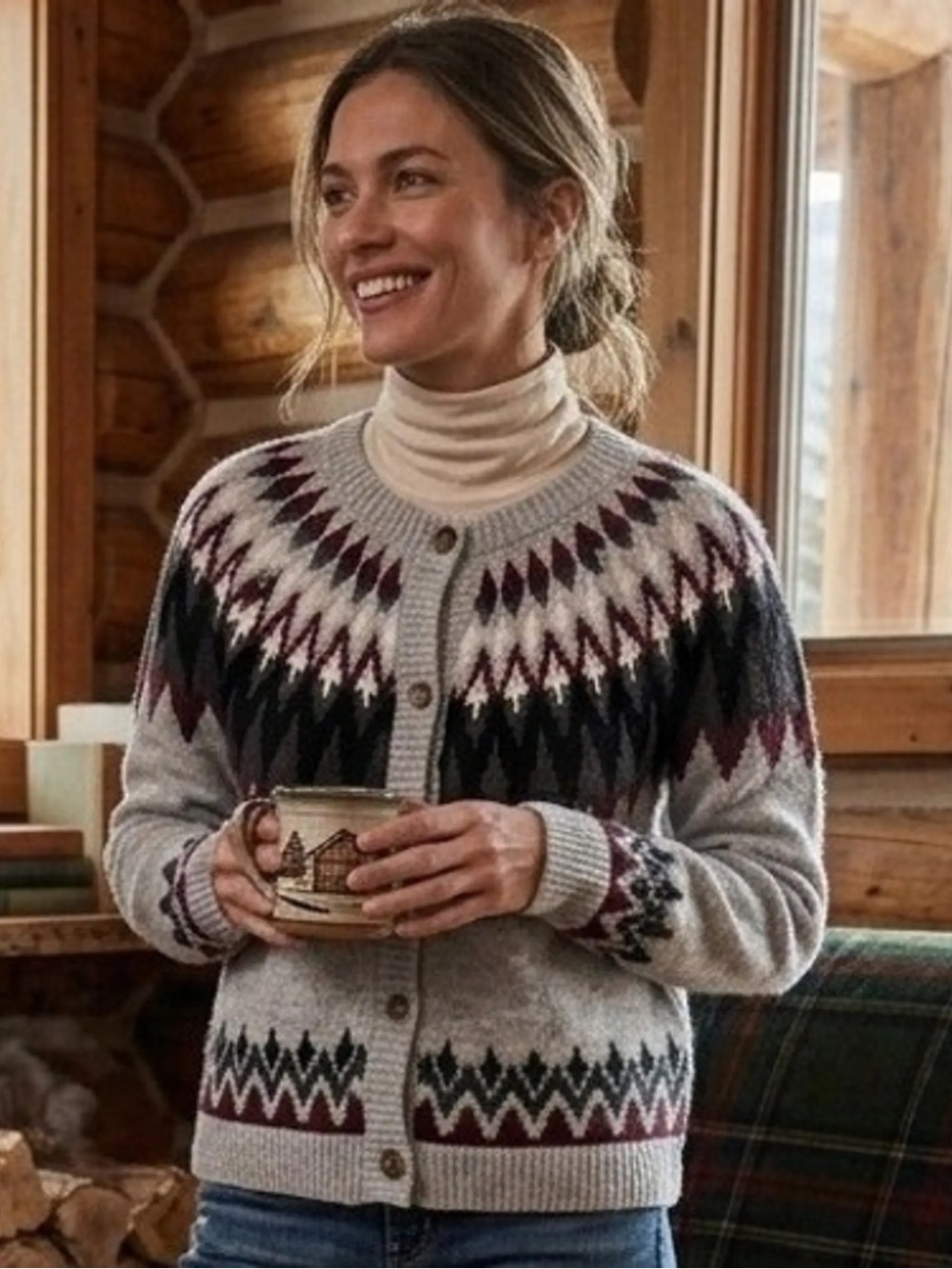 Lucky 🍀 Brand Fair Isle Classic Button-Front Women's Sweater Cardigan
